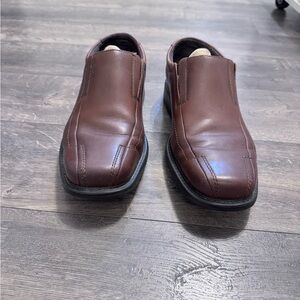 Men's Clark’s Brown Leather Slip‎ On Shoes SZ 9.5